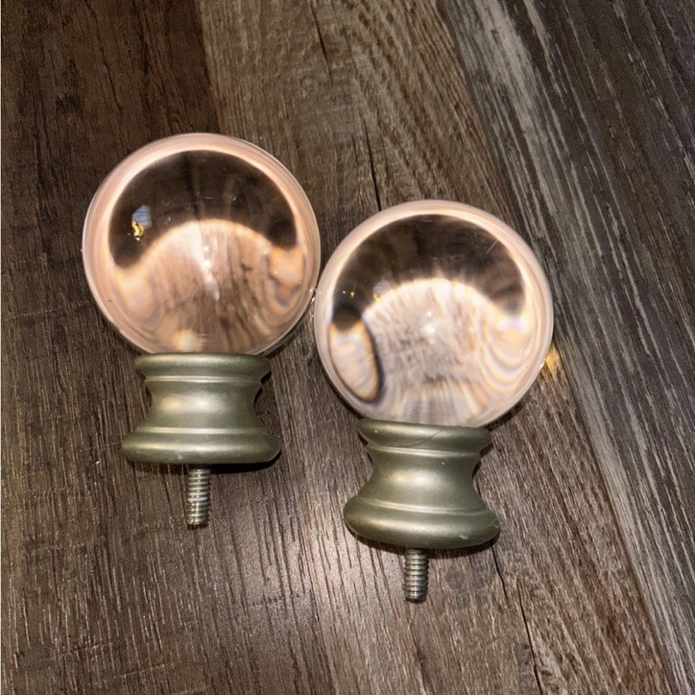 50%offw❤️ 2 Heavy Leaded 3” Crystal Ball Curtain Rod Finials Flaw HG99